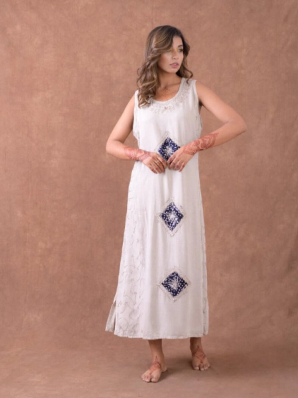 21.) Rhea Long Diamond Patterned Dress